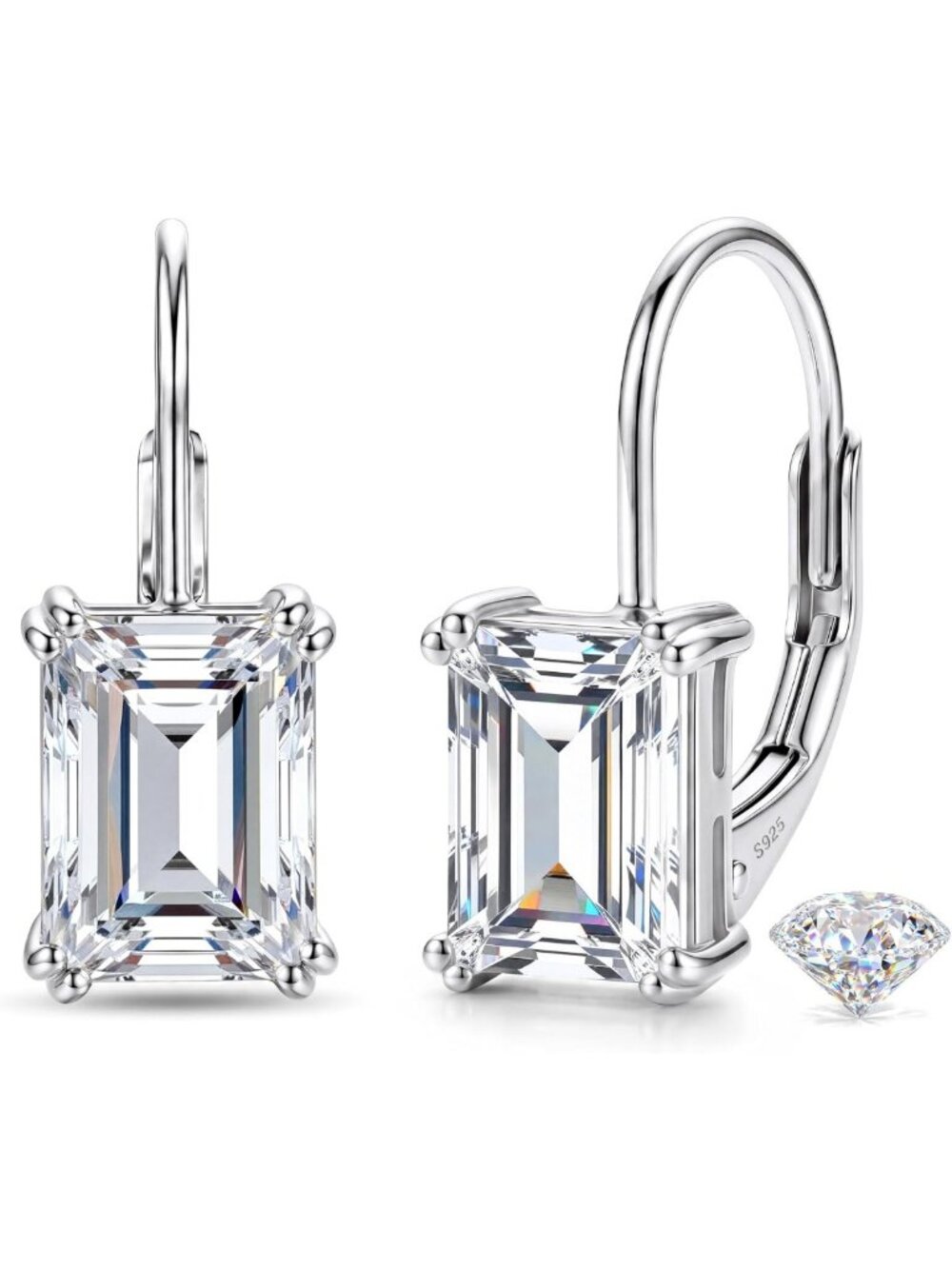 Stunning Moissanite Earrings in 925 Sterling Silver, 1.2-2CT Leverback Style